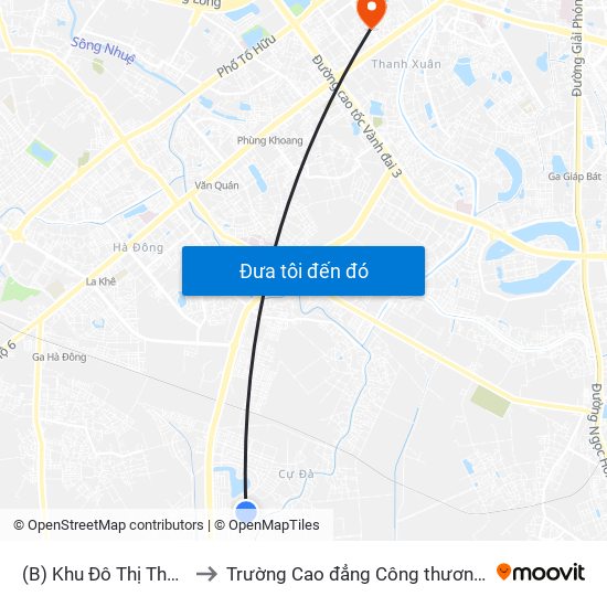 (B) Khu Đô Thị Thanh Hà to Trường Cao đẳng Công thương Hà Nội map