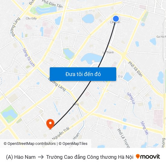 (A) Hào Nam to Trường Cao đẳng Công thương Hà Nội map