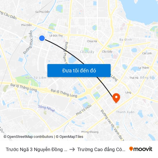 Trước Ngã 3 Nguyễn Đồng Chi, Hàm Nghi 100m to Trường Cao đẳng Công thương Hà Nội map