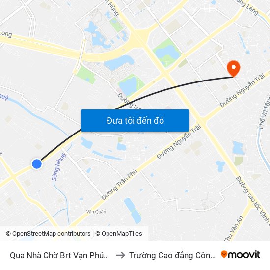 Qua Nhà Chờ Brt Vạn Phúc 2 30m (Chiều Về) to Trường Cao đẳng Công thương Hà Nội map