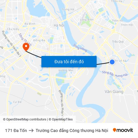 171 Đa Tốn to Trường Cao đẳng Công thương Hà Nội map