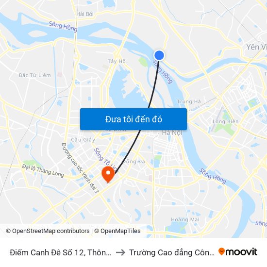 Điếm Canh Đê Số 12, Thôn Xuân Canh- Đê 406 to Trường Cao đẳng Công thương Hà Nội map