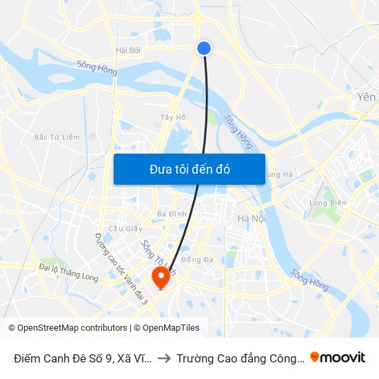 Điếm Canh Đê Số 9, Xã Vĩnh Ngọc-Đê 406 to Trường Cao đẳng Công thương Hà Nội map