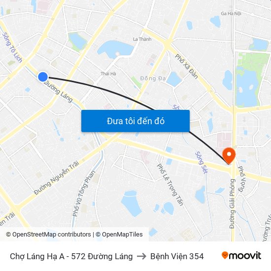 Chợ Láng Hạ A - 572 Đường Láng to Bệnh Viện 354 map