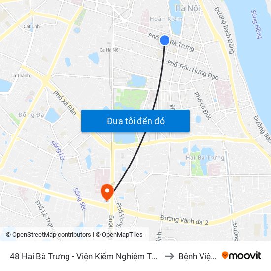 48 Hai Bà Trưng - Viện Kiểm Nghiệm Thuốc Trung Ương to Bệnh Viện 354 map