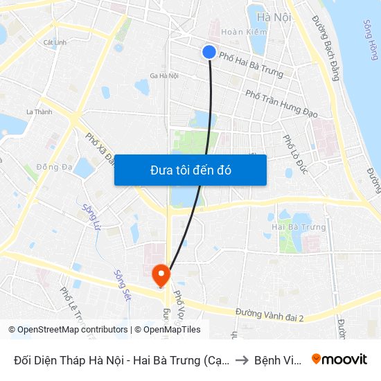 Đối Diện Tháp Hà Nội - Hai Bà Trưng (Cạnh 56 Hai Bà Trưng) to Bệnh Viện 354 map