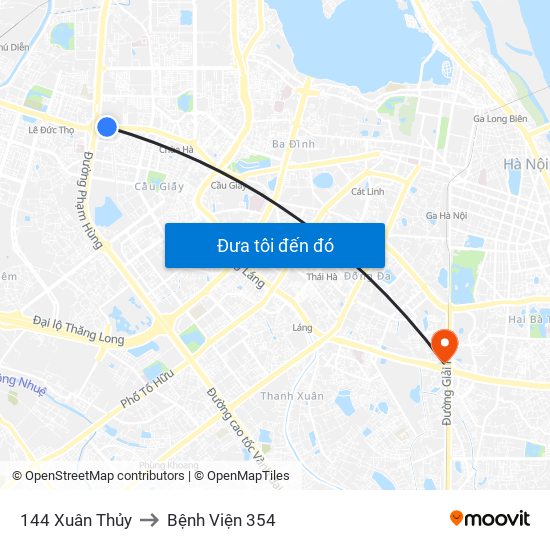 Gần Nhà Sách Sư Phạm (Đại Học Sư Phạm Hà Nội) - 136 Xuân Thủy to Bệnh Viện 354 map