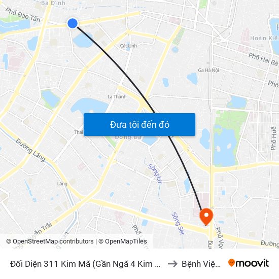 Đối Diện 311 Kim Mã (Gần Ngã 4 Kim Mã - Vạn Bảo) to Bệnh Viện 354 map