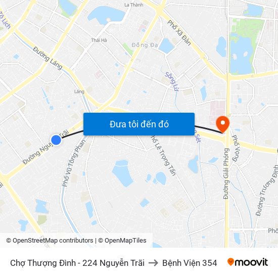 Chợ Thượng Đình - 224 Nguyễn Trãi to Bệnh Viện 354 map