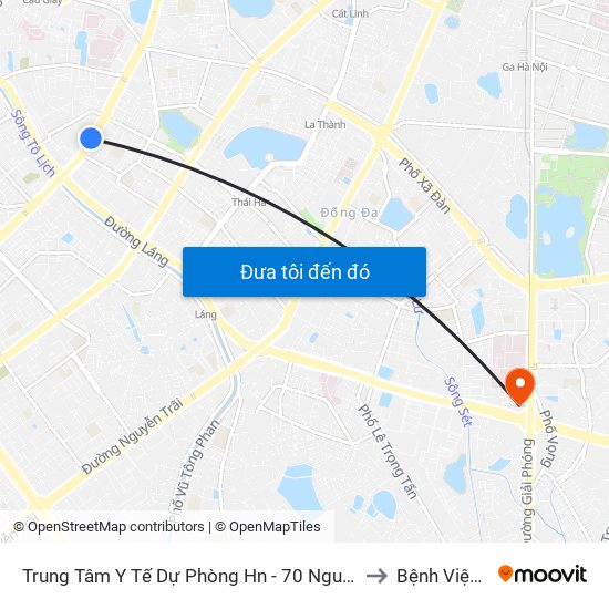 Trung Tâm Y Tế Dự Phòng Hn - 70 Nguyễn Chí Thanh to Bệnh Viện 354 map