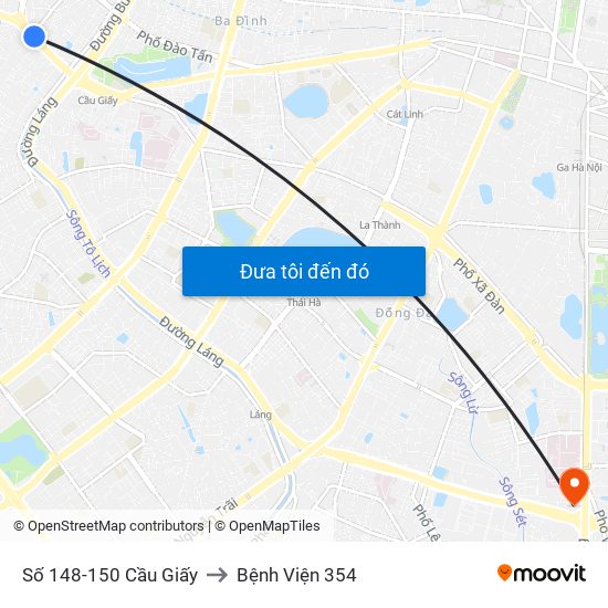 Số 148-150 Cầu Giấy to Bệnh Viện 354 map