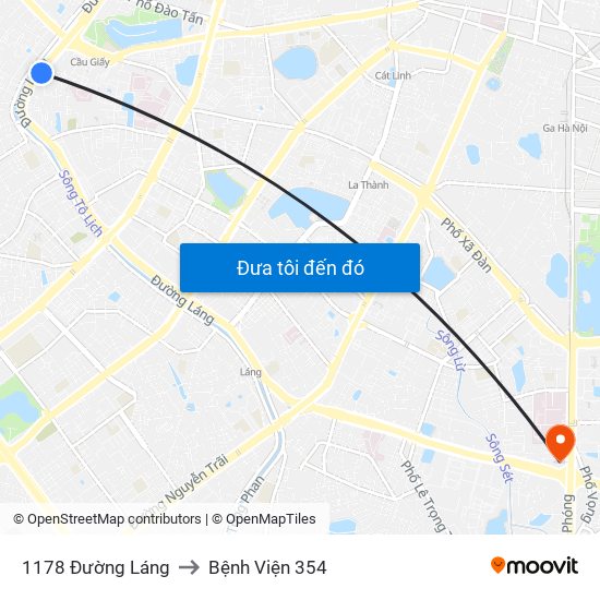 1178 Đường Láng to Bệnh Viện 354 map