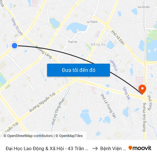 Đại Học Lao Động & Xã Hội - 43 Trần Duy Hưng to Bệnh Viện 354 map