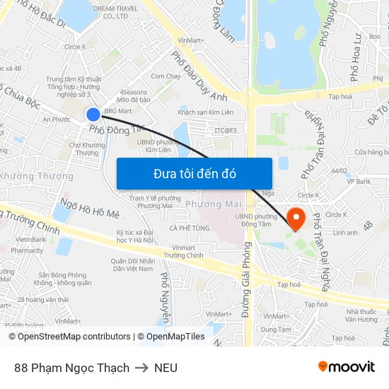 88 Phạm Ngọc Thạch to NEU map