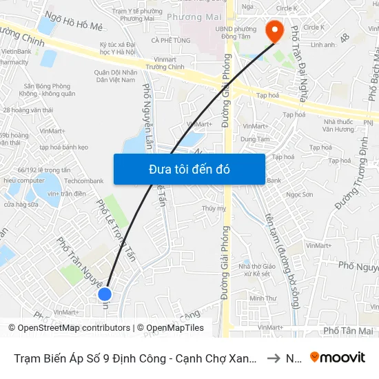Trạm Biến Áp Số 9 Định Công - Cạnh Chợ Xanh Định Công to NEU map