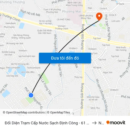 Đối Diện Trạm Cấp Nước Sạch Định Công - 61 Tổ 37 Định Công to NEU map