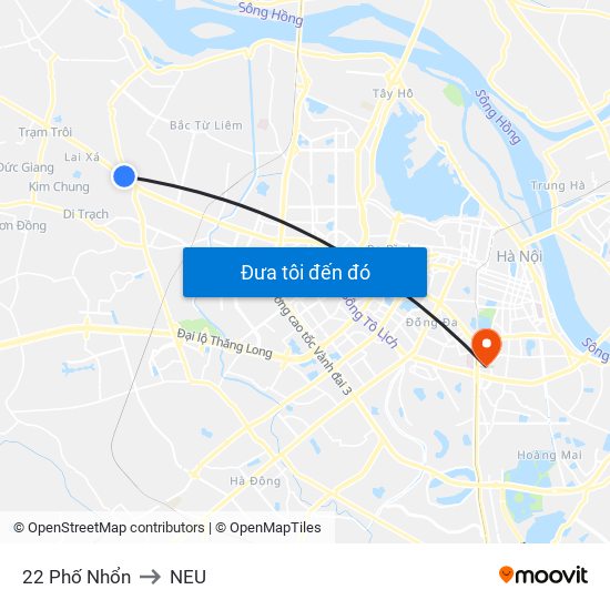 22 Phố Nhổn to NEU map