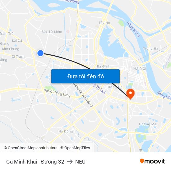 Ga Minh Khai - Đường 32 to NEU map