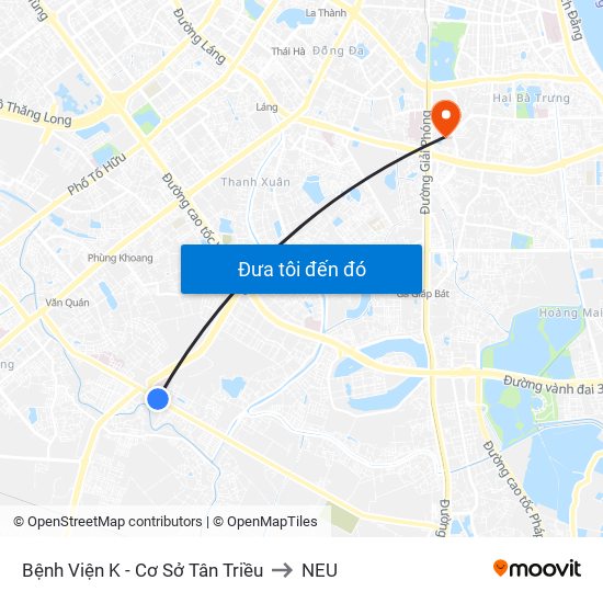 Bệnh Viện K - Cơ Sở Tân Triều to NEU map