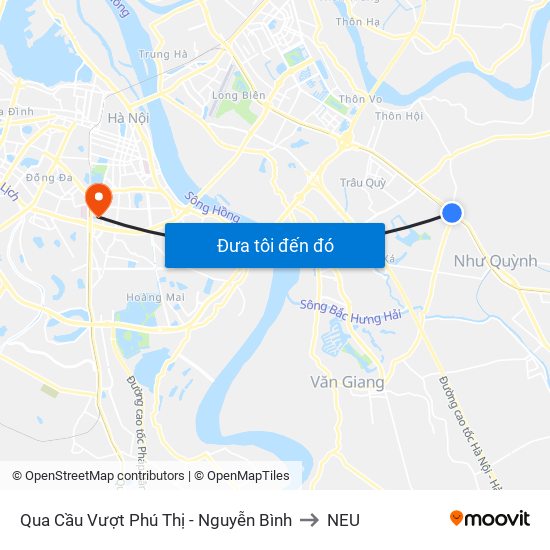 Qua Cầu Vượt Phú Thị - Nguyễn Bình to NEU map