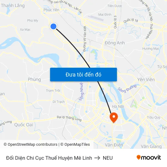 Đối Diện Chi Cục Thuế Huyện Mê Linh to NEU map