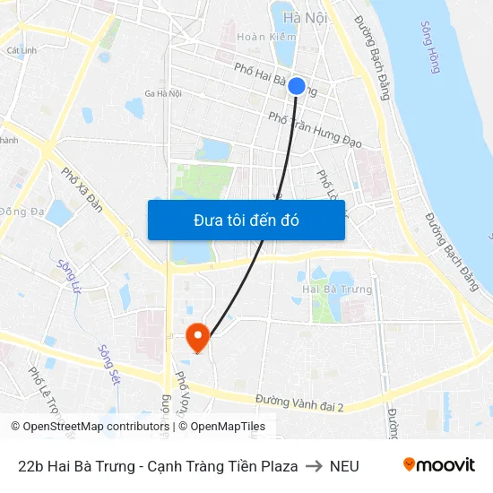 22b Hai Bà Trưng - Cạnh Tràng Tiền Plaza to NEU map