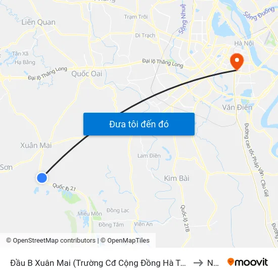 Đầu B Xuân Mai (Trường Cđ Cộng Đồng Hà Tây) to NEU map