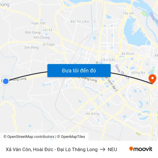 Xã Vân Côn, Hoài Đức - Đại Lộ Thăng Long to NEU map