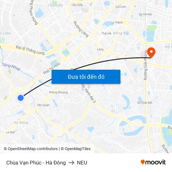 Chùa Vạn Phúc - Hà Đông to NEU map