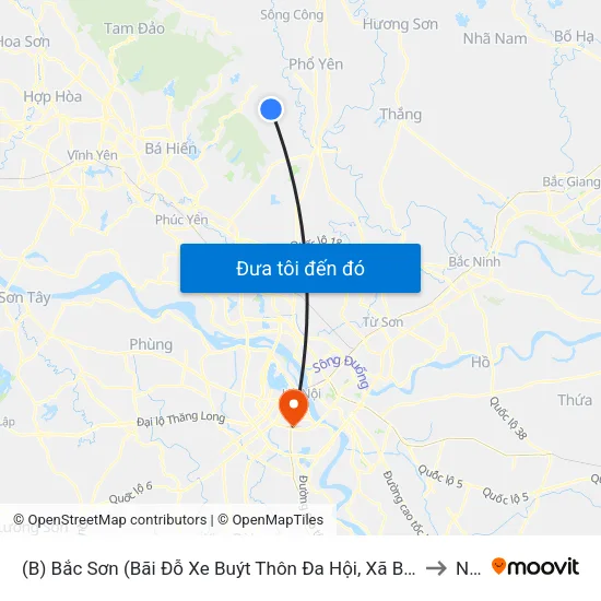 (B) Bắc Sơn (Bãi Đỗ Xe Buýt Thôn Đa Hội, Xã Bắc Sơn, Sóc Sơn) to NEU map