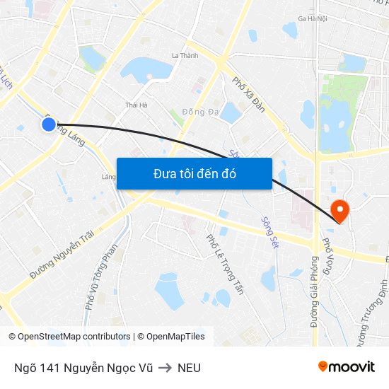 Ngõ 141 Nguyễn Ngọc Vũ to NEU map