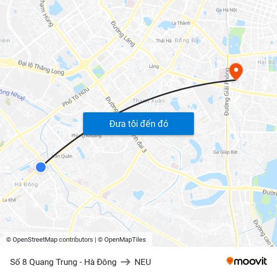 Số 8 Quang Trung - Hà Đông to NEU map