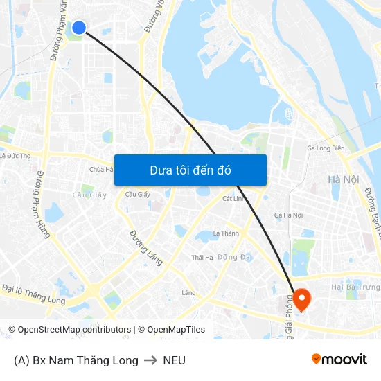 (A) Bx Nam Thăng Long to NEU map
