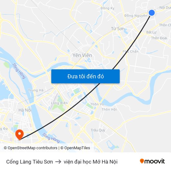 Cổng Làng Tiêu Sơn to viện đại học Mở Hà Nội map