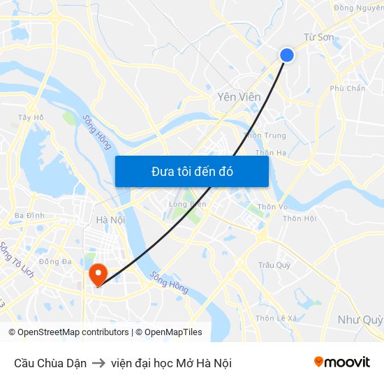 Cầu Chùa Dận to viện đại học Mở Hà Nội map