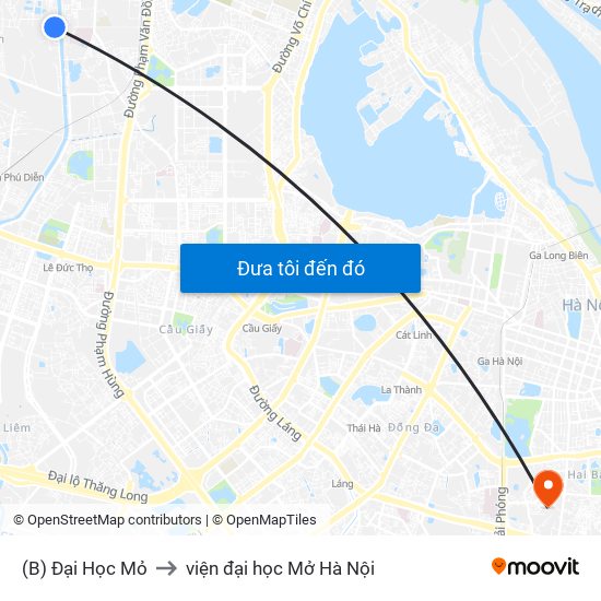 (B) Đại Học Mỏ to viện đại học Mở Hà Nội map