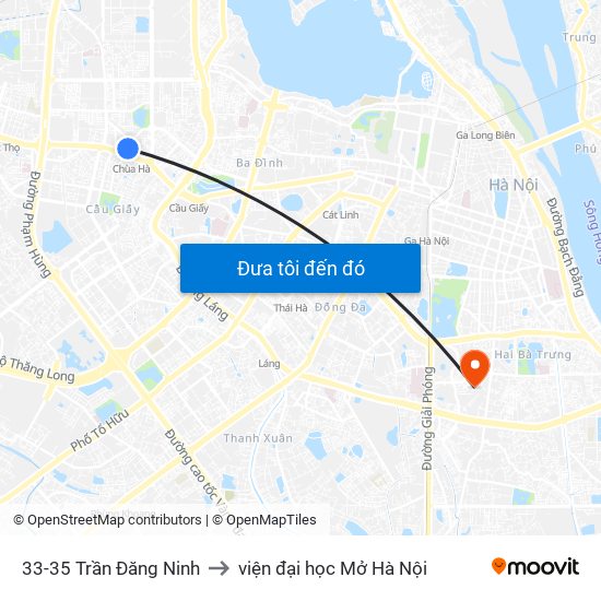 33-35 Trần Đăng Ninh to viện đại học Mở Hà Nội map