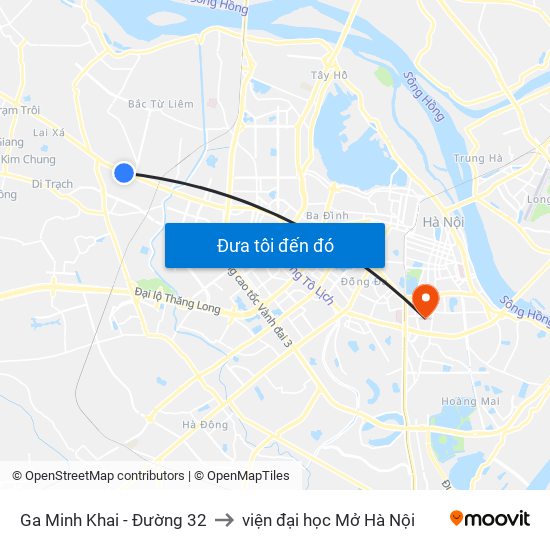 Ga Minh Khai - Đường 32 to viện đại học Mở Hà Nội map