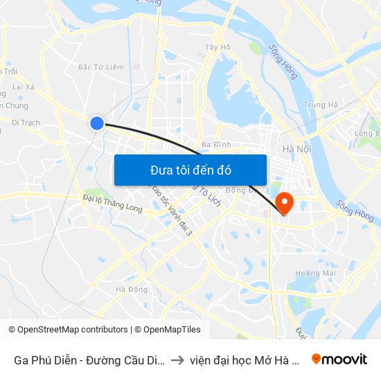 Ga Phú Diễn - Đường Cầu Diễn to viện đại học Mở Hà Nội map