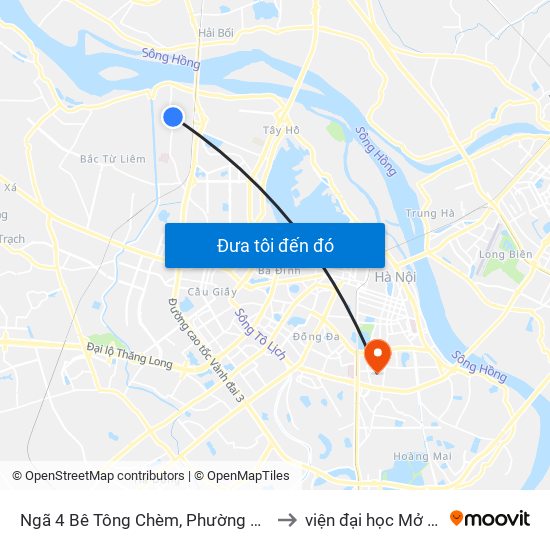 Ngã 4 Bê Tông Chèm, Phường Đông Ngạc to viện đại học Mở Hà Nội map