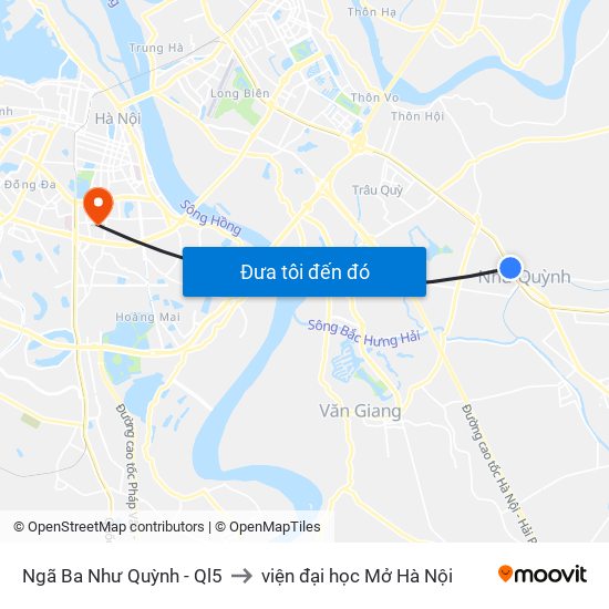 Ngã Ba Như Quỳnh - Ql5 to viện đại học Mở Hà Nội map