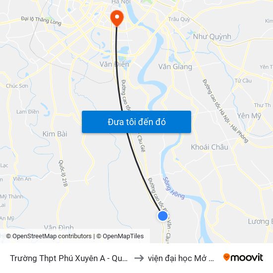 Trường Thpt Phú Xuyên A - Quốc Lộ 1a to viện đại học Mở Hà Nội map