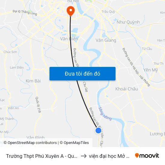 Trường Thpt Phú Xuyên A - Quốc Lộ 1a to viện đại học Mở Hà Nội map