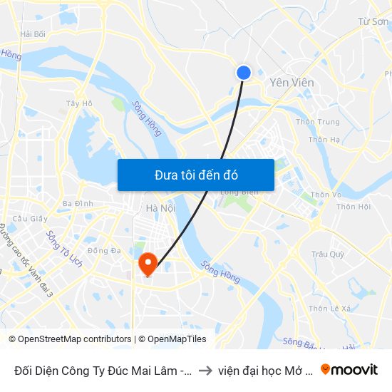 Đối Diện Công Ty Đúc Mai Lâm - Quốc Lộ 3 to viện đại học Mở Hà Nội map