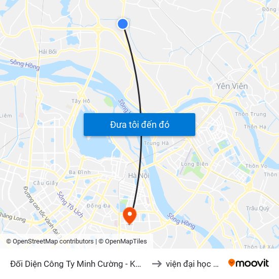 Đối Diện Công Ty Minh Cường - Km 10+960 Quốc Lộ 3 to viện đại học Mở Hà Nội map