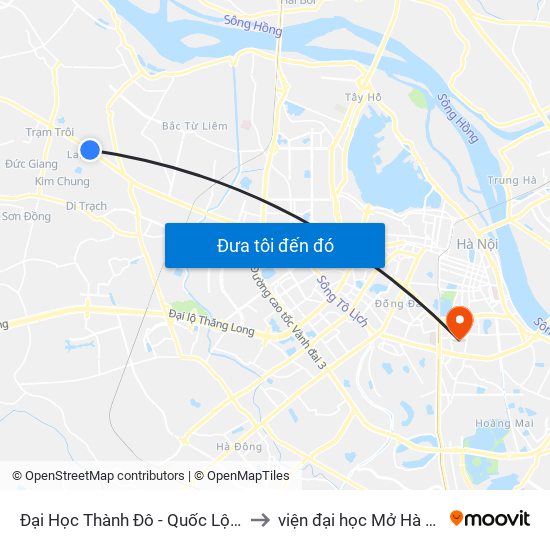 Đại Học Thành Đô - Quốc Lộ 32 to viện đại học Mở Hà Nội map