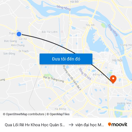 Qua Lối Rẽ Hv Khoa Học Quân Sự - Quốc Lộ 32 to viện đại học Mở Hà Nội map