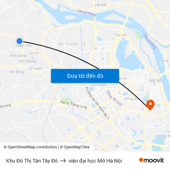Khu Đô Thị Tân Tây Đô to viện đại học Mở Hà Nội map