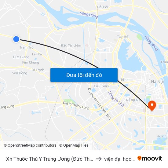 Xn Thuốc Thú Y Trung Ương (Đức Thượng Hoài Đức) - Quốc Lộ 32 to viện đại học Mở Hà Nội map