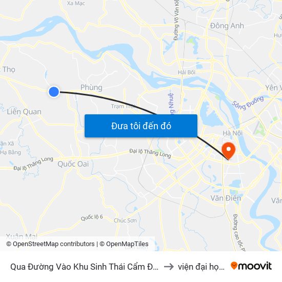 Qua Đường Vào Khu Sinh Thái Cẩm Đình Hiệp Thuận 100n - Quốc Lộ 32 to viện đại học Mở Hà Nội map